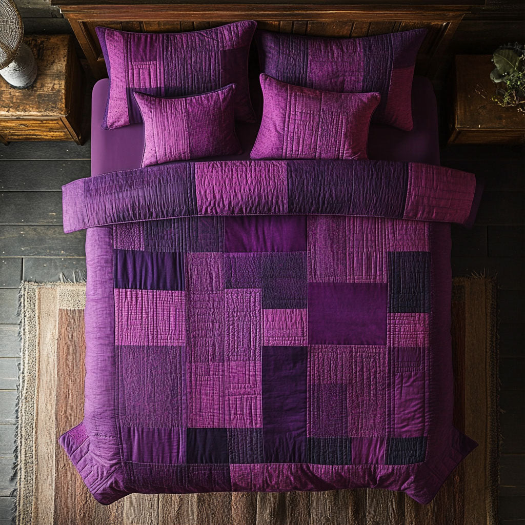 Purple Patchwork WX1302491CL Quilted Bedding Set