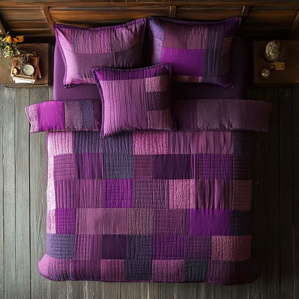 Purple Patchwork WX1302493CL Quilted Bedding Set
