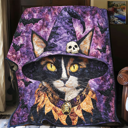 Purple Witch Hat Cat WY1001201CL Quilt Blanket