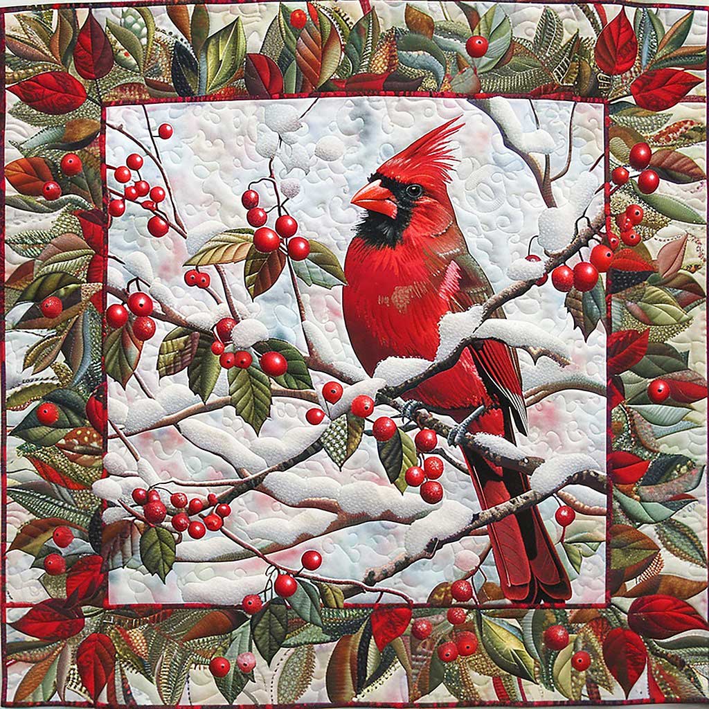 Red Cardinal WM1608033CL Quilt Blanket