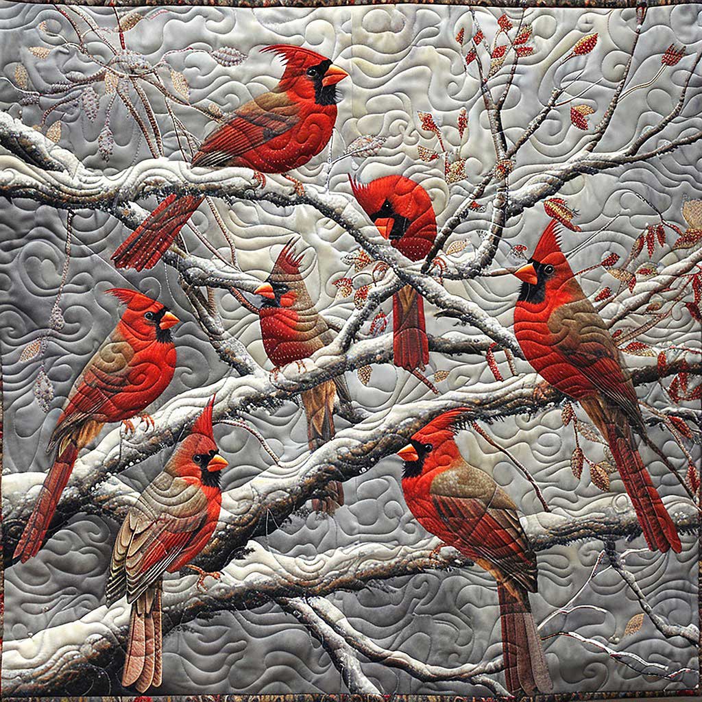 Red Cardinals WM1508046CL Quilt Blanket