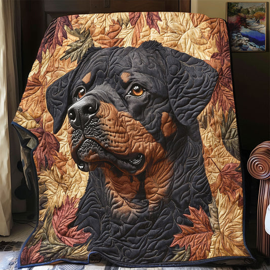 Rottie in the Leaves YR2101047CL Quilt Blanket