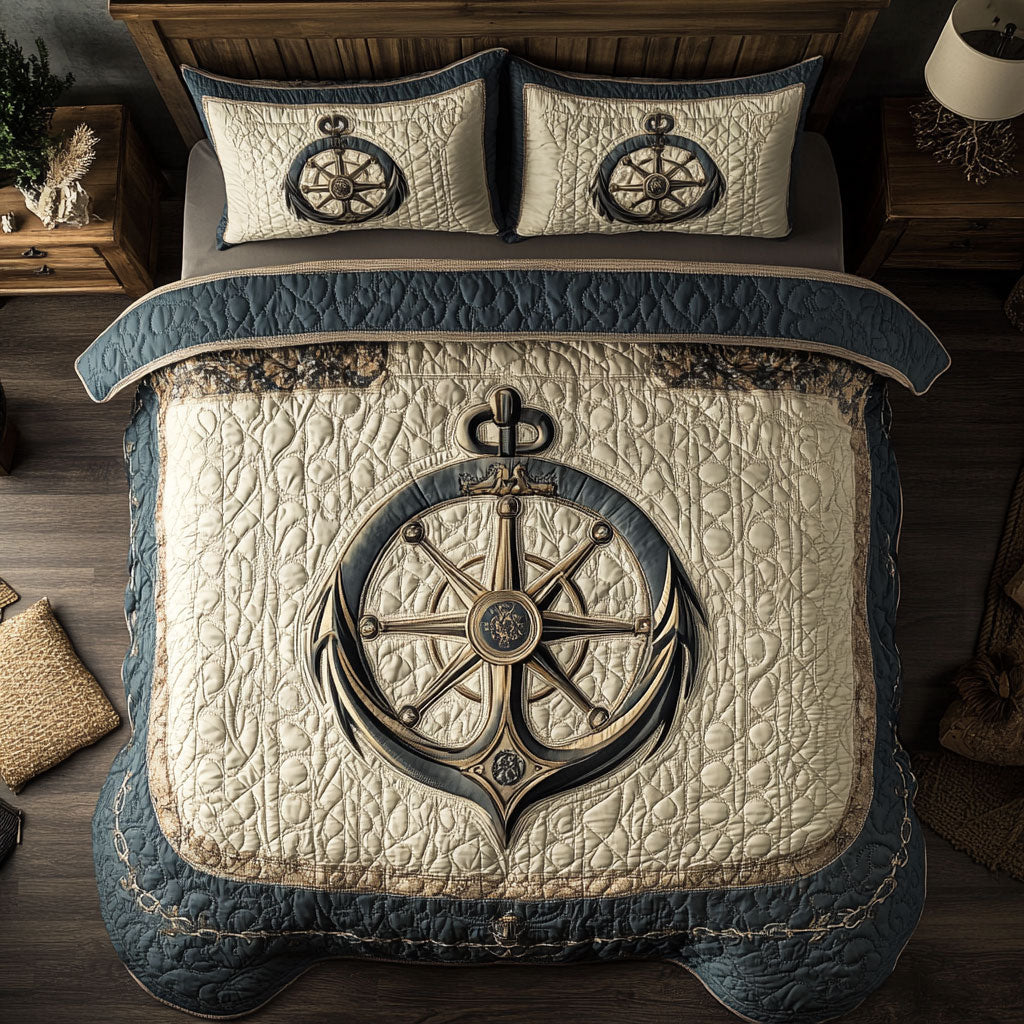 Ship Wheel WX1302494CL Quilted Bedding Set