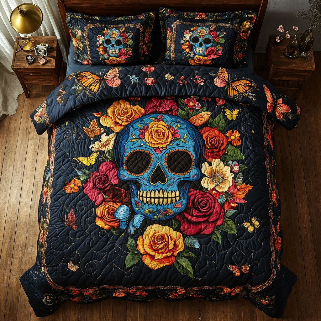 Skull Flower WX1302495CL Quilted Bedding Set