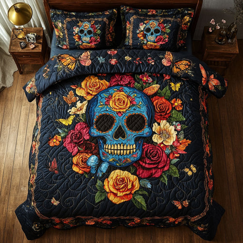 Skull Flower WX1302495CL Quilted Bedding Set