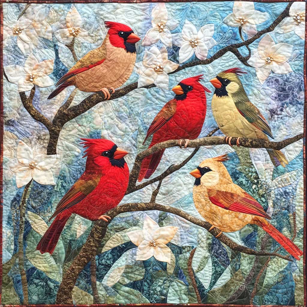 Spring Cardinals WM3107001CL Quilt Blanket