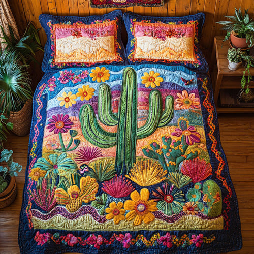 Vibrant Cactus WX2402039CL Quilted Bedding Set