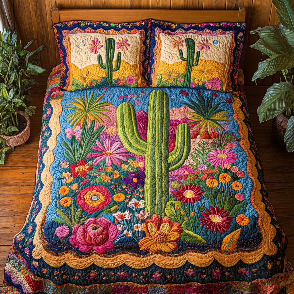 Vibrant Cactus WX2402040CL Quilted Bedding Set