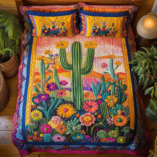 Vibrant Cactus WX2402041CL Quilted Bedding Set