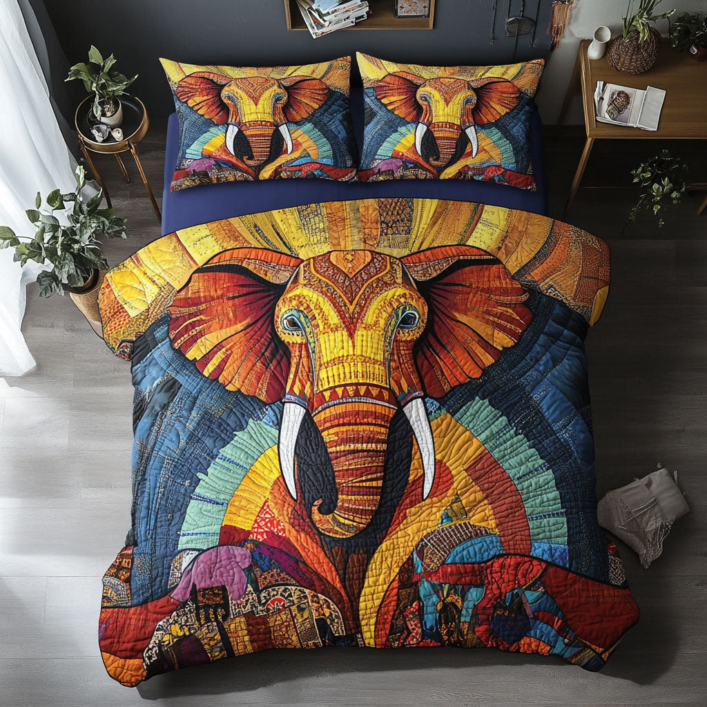 Vibrant Elephant WX1002060CL Quilted Bedding Set