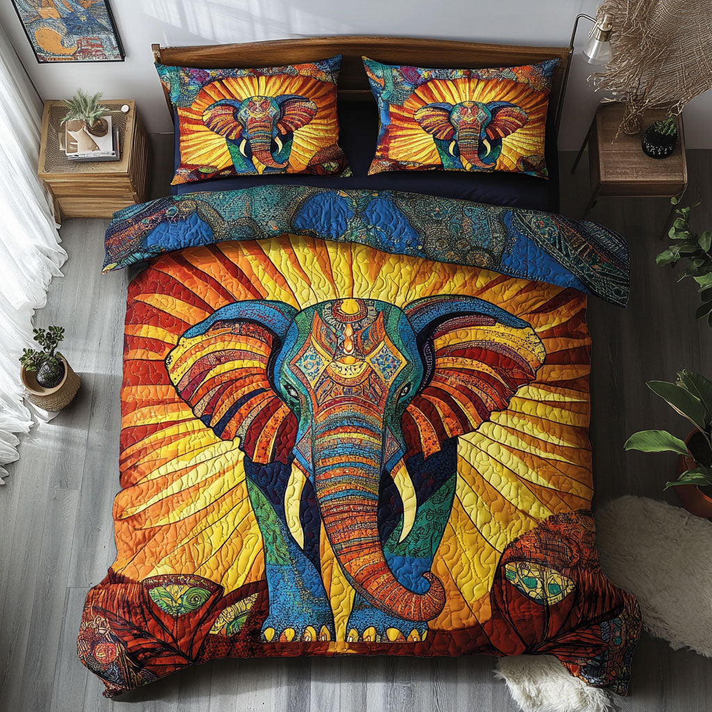 Vibrant Elephant WX1002061CL Quilted Bedding Set