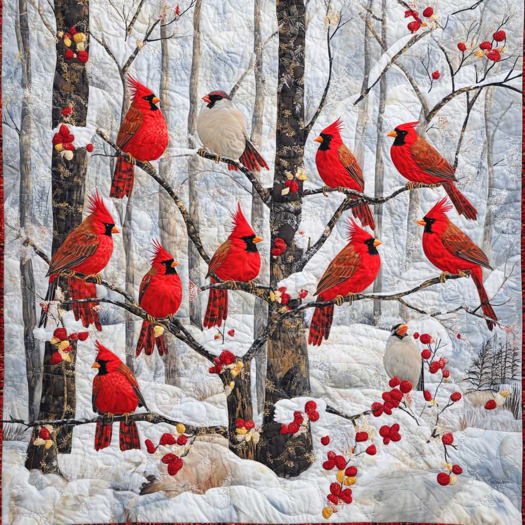 Winter Cardinals WM3107001CL Quilt Blanket