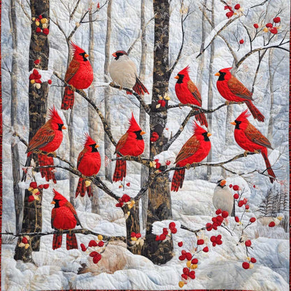 Winter Cardinals WM3107001CL Quilt Blanket