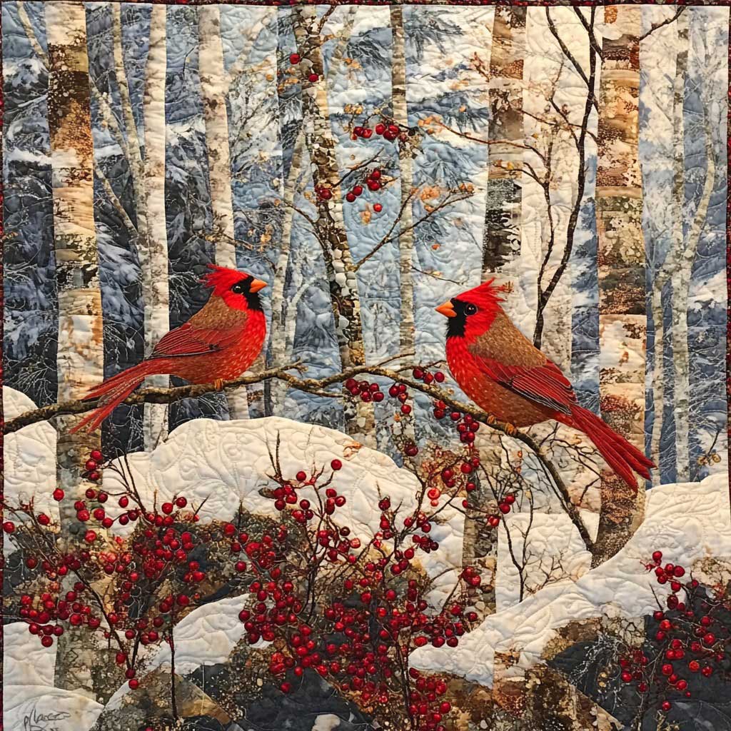 Winter Cardinals WM0308014CL Quilt Blanket