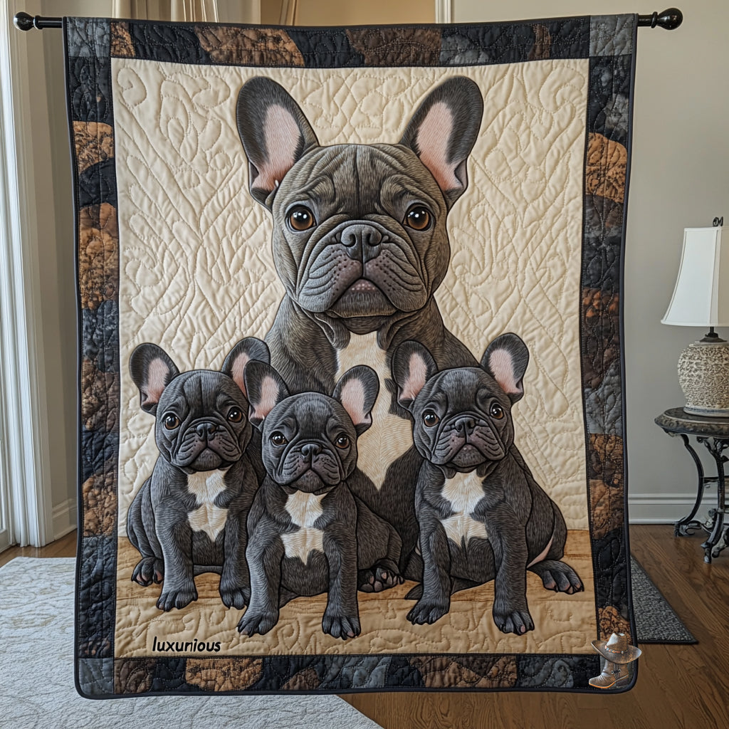 Bulldog Family  WU0511051CL Quilt Blanket