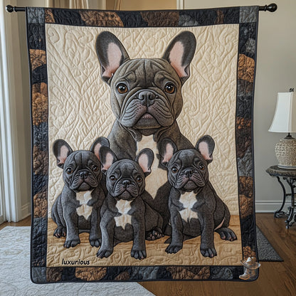 Bulldog Family  WU0511051CL Quilt Blanket