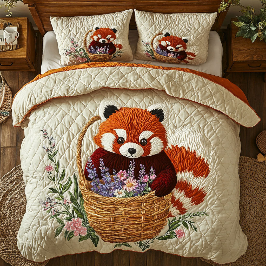 Flower Red Panda WJ1702027CL Quilted Bedding Set
