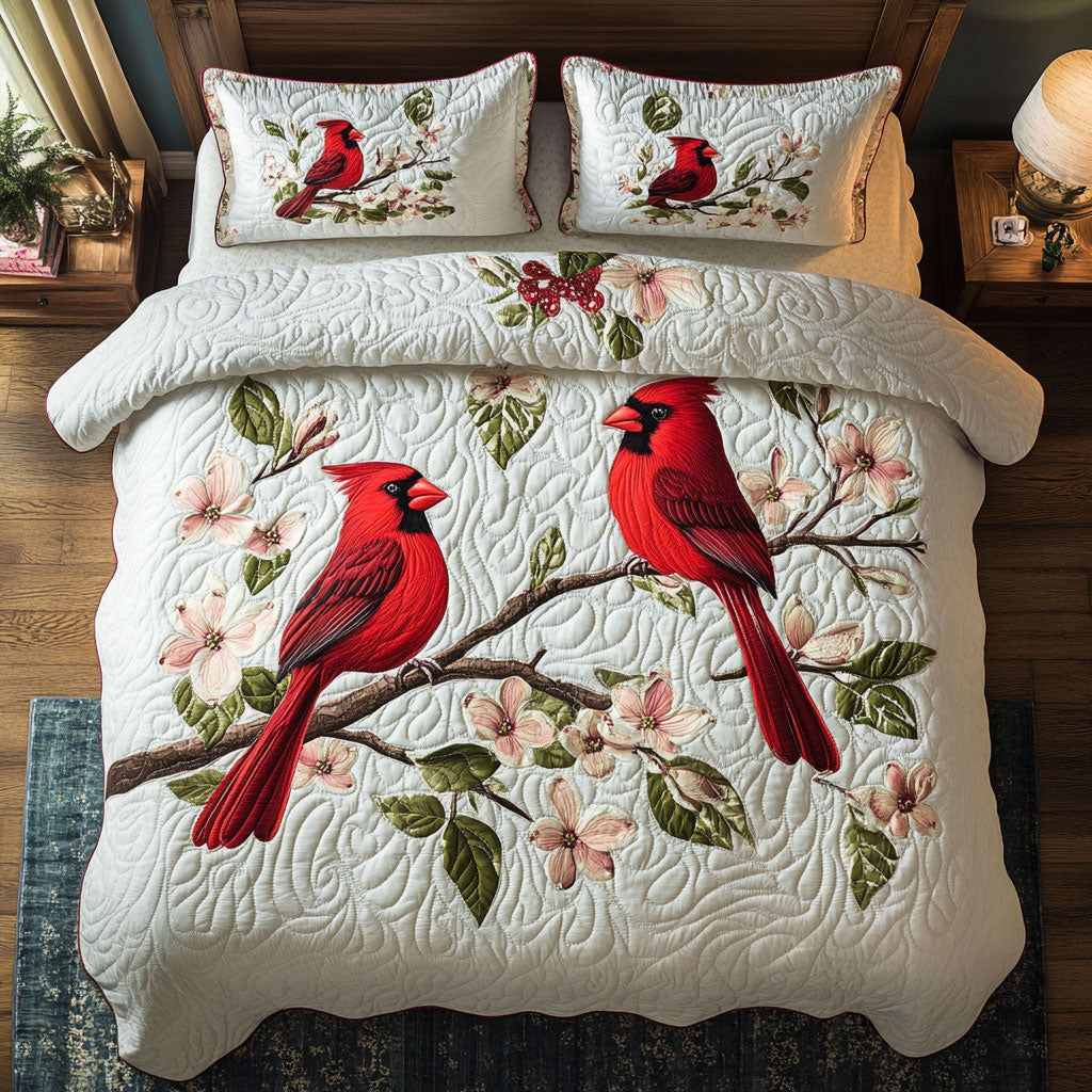 Cardinal Cherry Blossom WT2402003CL Quilted Bedding Set