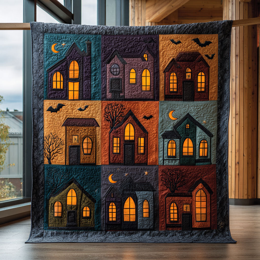 Halloween Village CW0609038CL Quilt Blanket