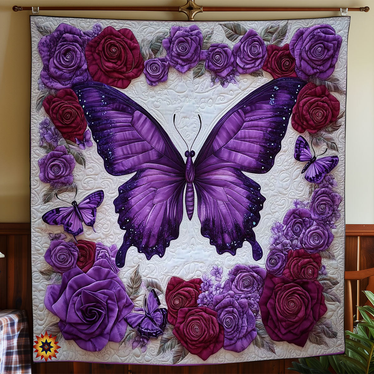 Purple Flower Butterfly WY0912014CL Quilt Blanket