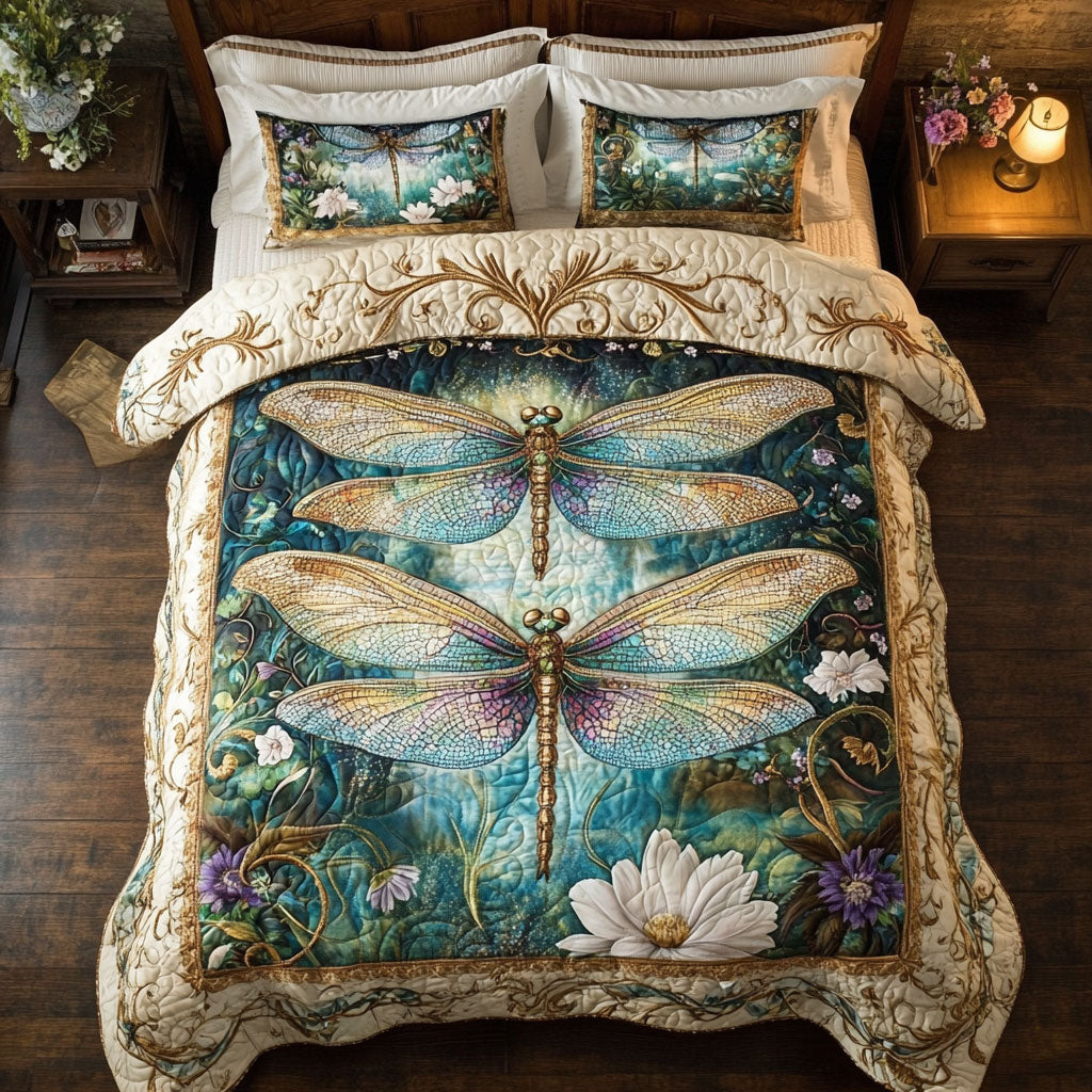 Dragonfly Flower WT2702051CL Quilted Bedding Set