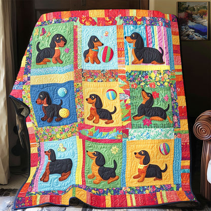 Dachshund Playing WY0801016CL Quilt Blanket