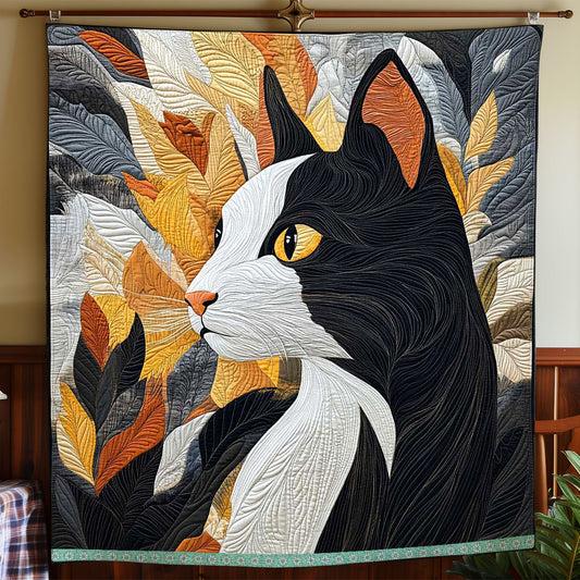 Golden Tuxedo Cat WP1909019CL Quilt Blanket