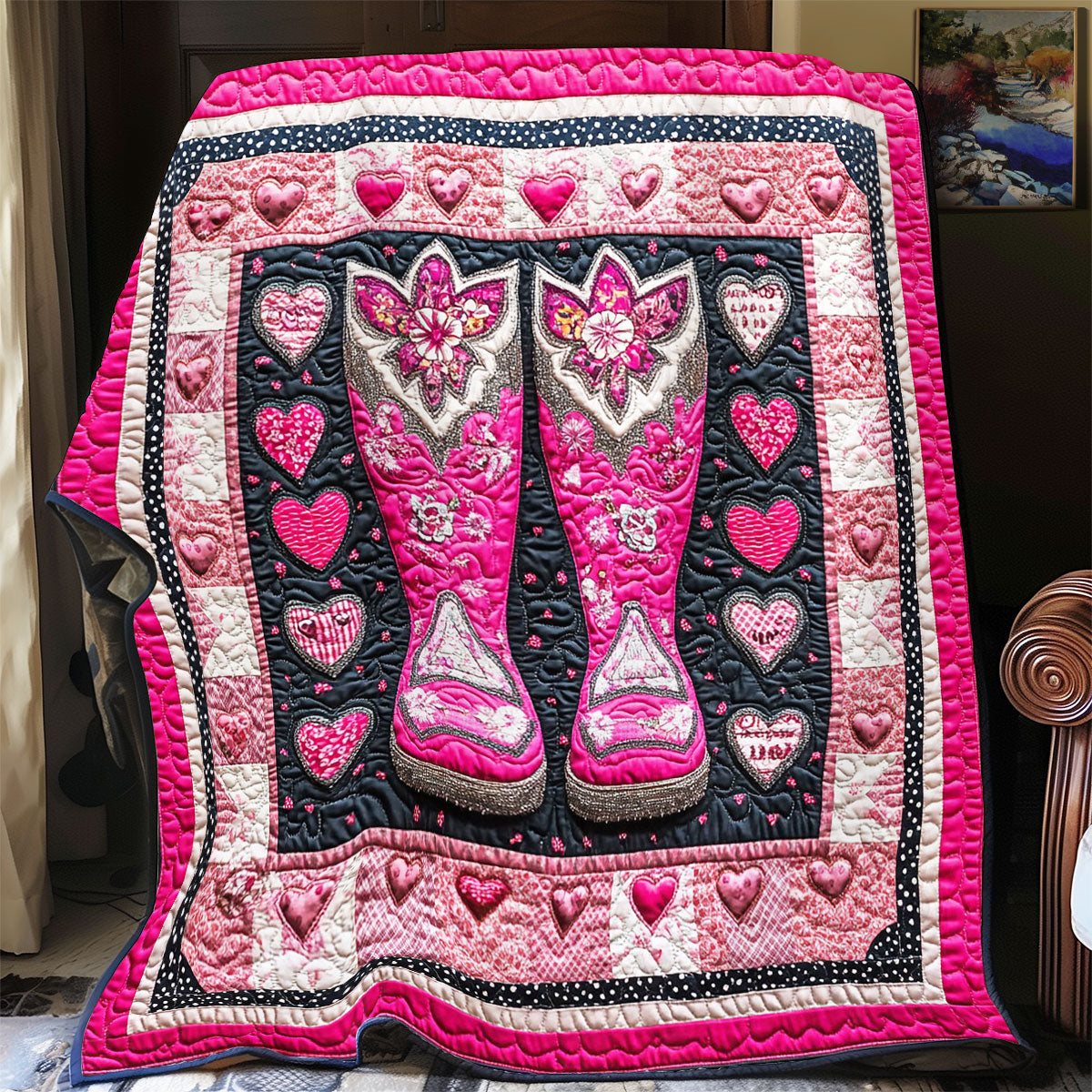 Valentine Cowboy Boots WY0901062CL Quilt Blanket