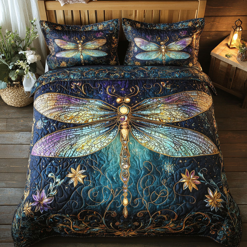 Dragonfly Flower WT2702054CL Quilted Bedding Set