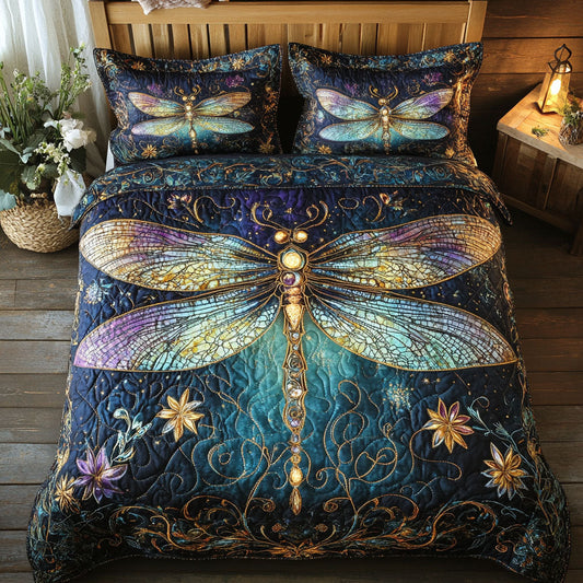 Dragonfly Flower WT2702054CL Quilted Bedding Set