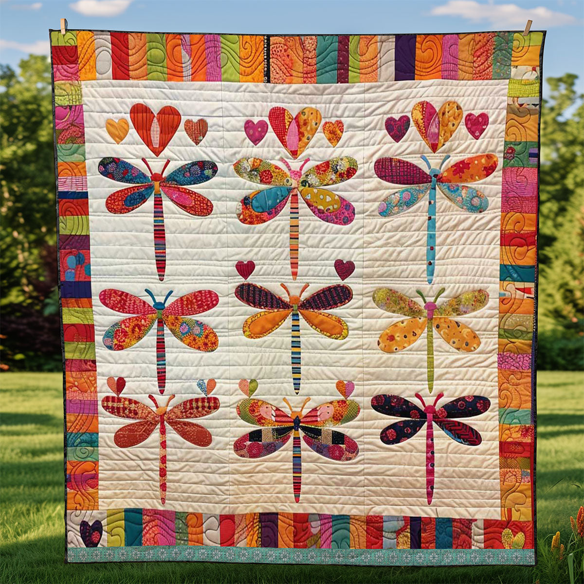 Patchwork Dragonfly WJ1109006CL Quilt Blanket