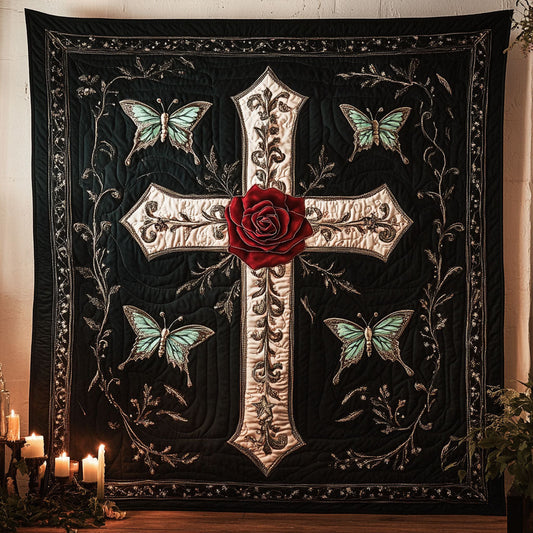 Faith Rose Cross CW0910021CL Quilt Blanket