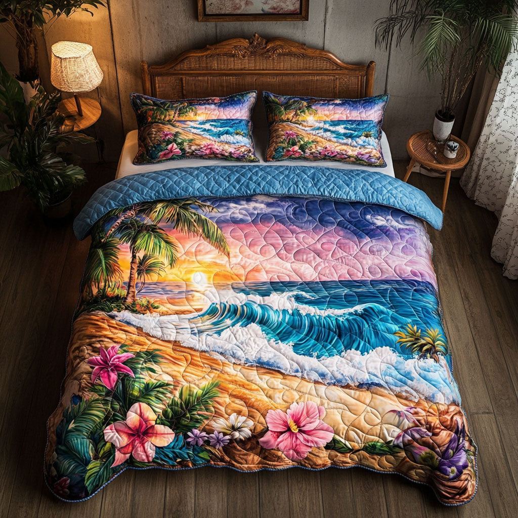 Beach Sunset Flower WT2101001CL Duvet Cover Set