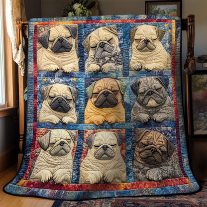 Sleeping Pugs WY1902096CL Quilt Blanket