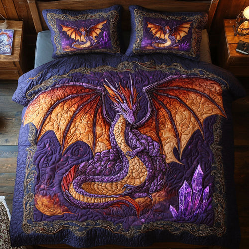 Purple Crystal Dragon WY1802052CL Quilted Bedding Set