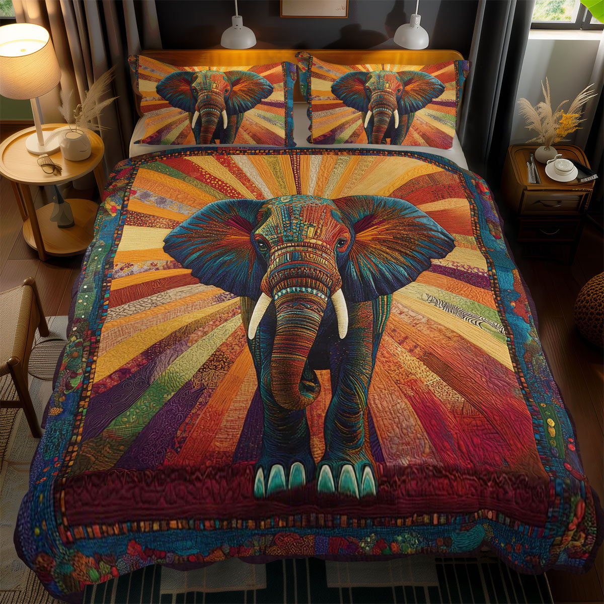 Majestic Elephant WN1002070CL Quilted Bedding Set