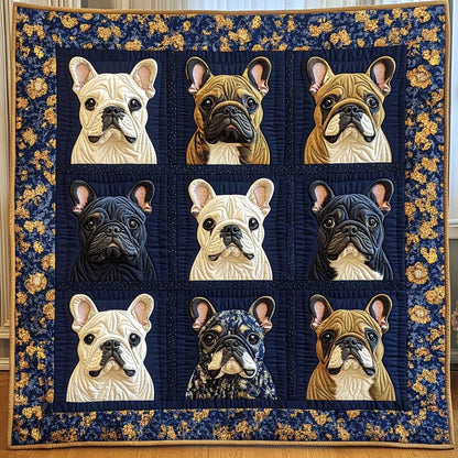 Navy Blue Bulldog WP2612025CL Quilt Blanket
