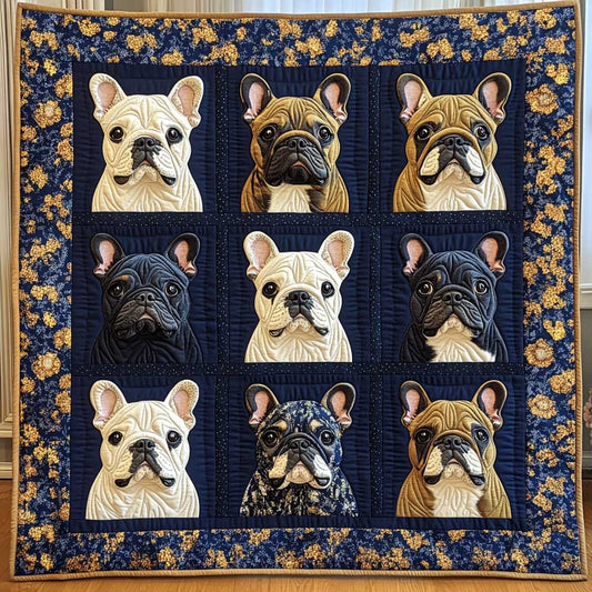 Navy Blue Bulldog WP2612025CL Quilt Blanket