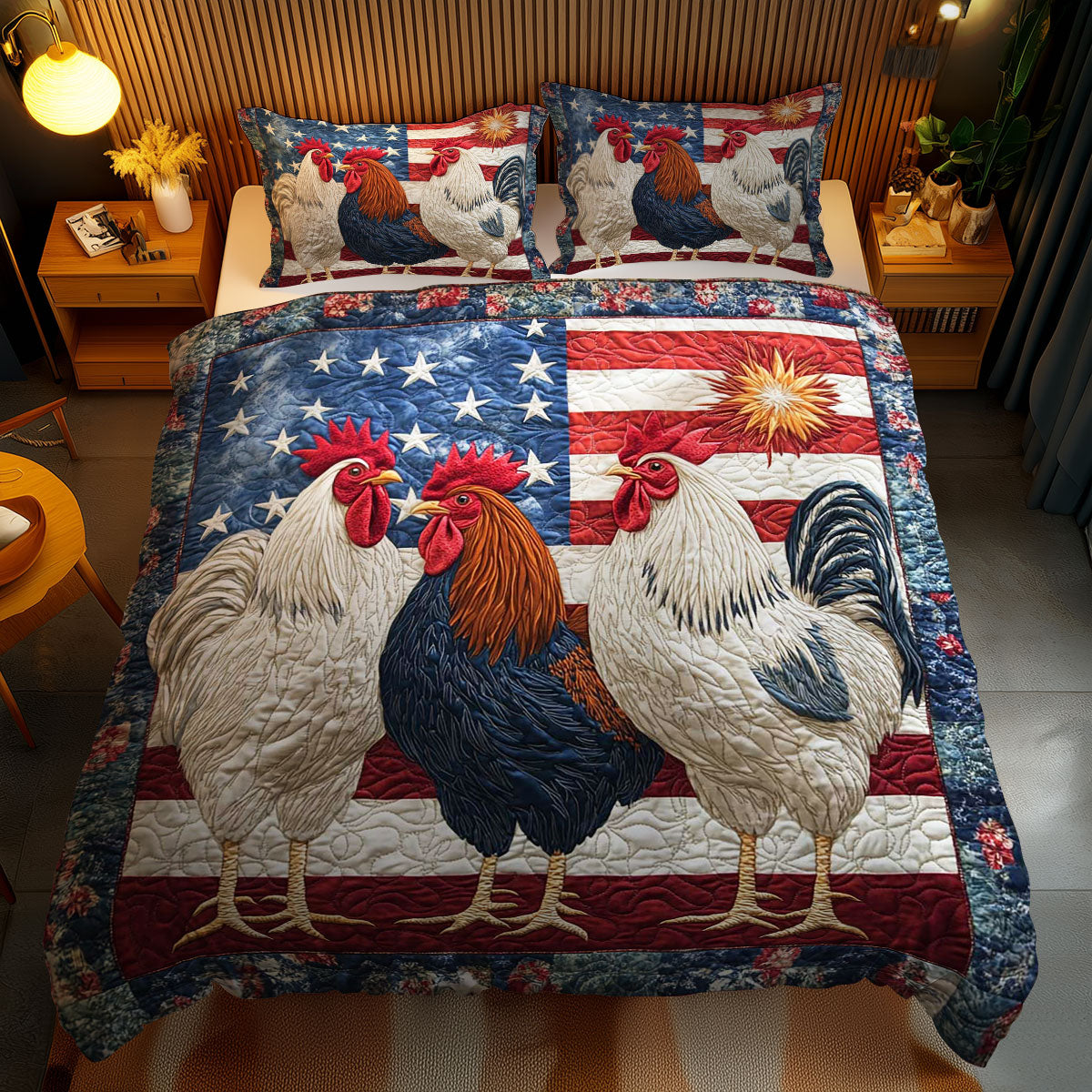 American Heritage Rooster WN1002045CL Quilted Bedding Set