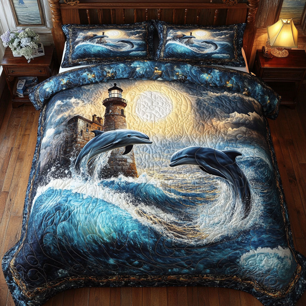 Dolphin Lighthouse Ocean WT0703070CL Quilted Bedding Set
