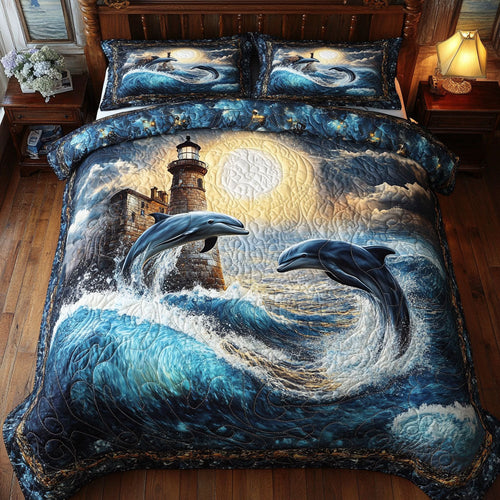 Dolphin Lighthouse Ocean WT0703070CL Quilted Bedding Set