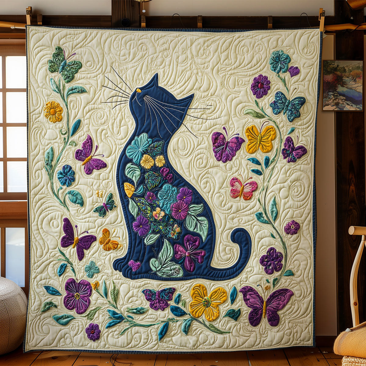 Flower Cat WY1002071CL Quilt Blanket