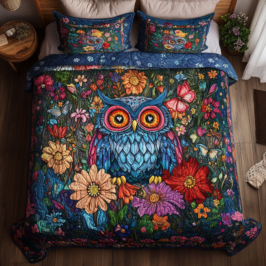 Owl Majestic Flower WT1102005CL Quilted Bedding Set