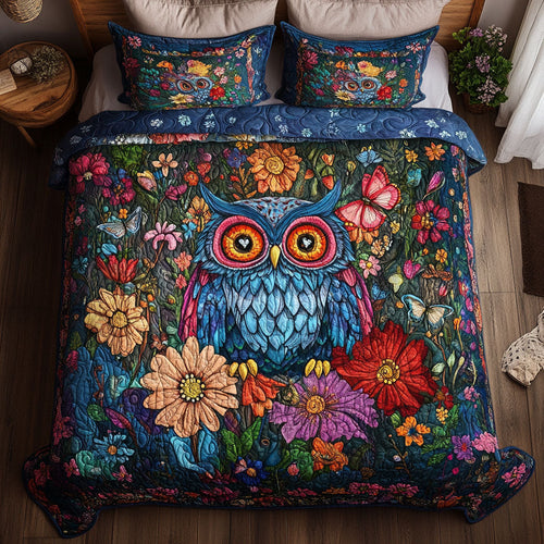 Owl Majestic Flower WT1102005CL Quilted Bedding Set