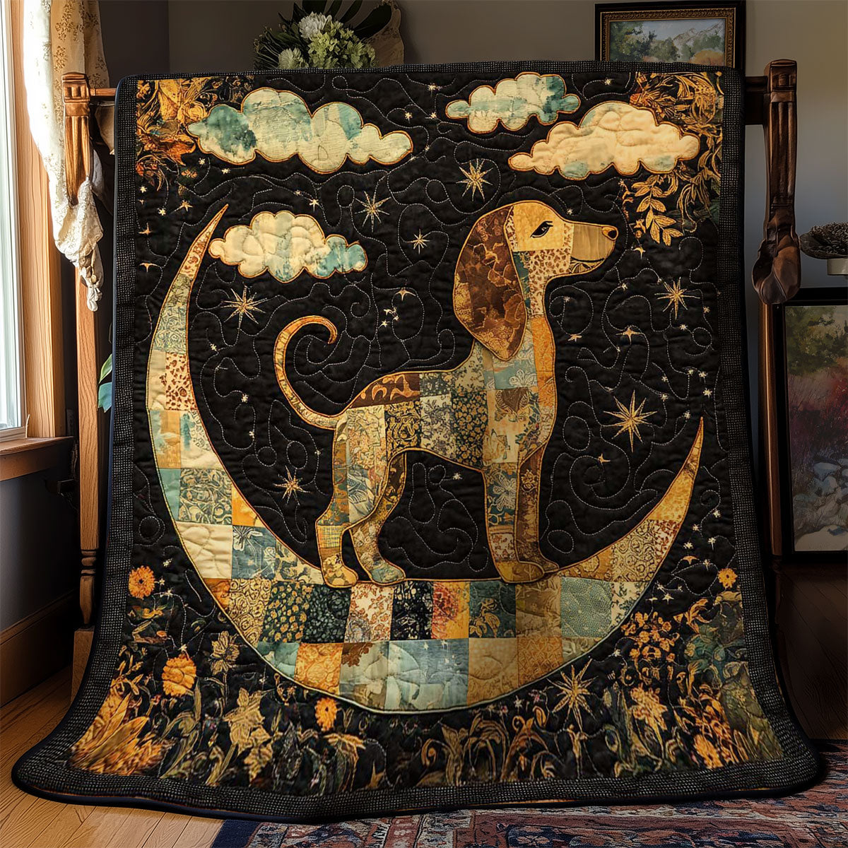Dachshund On The Moon WN0601039CL Quilt Blanket