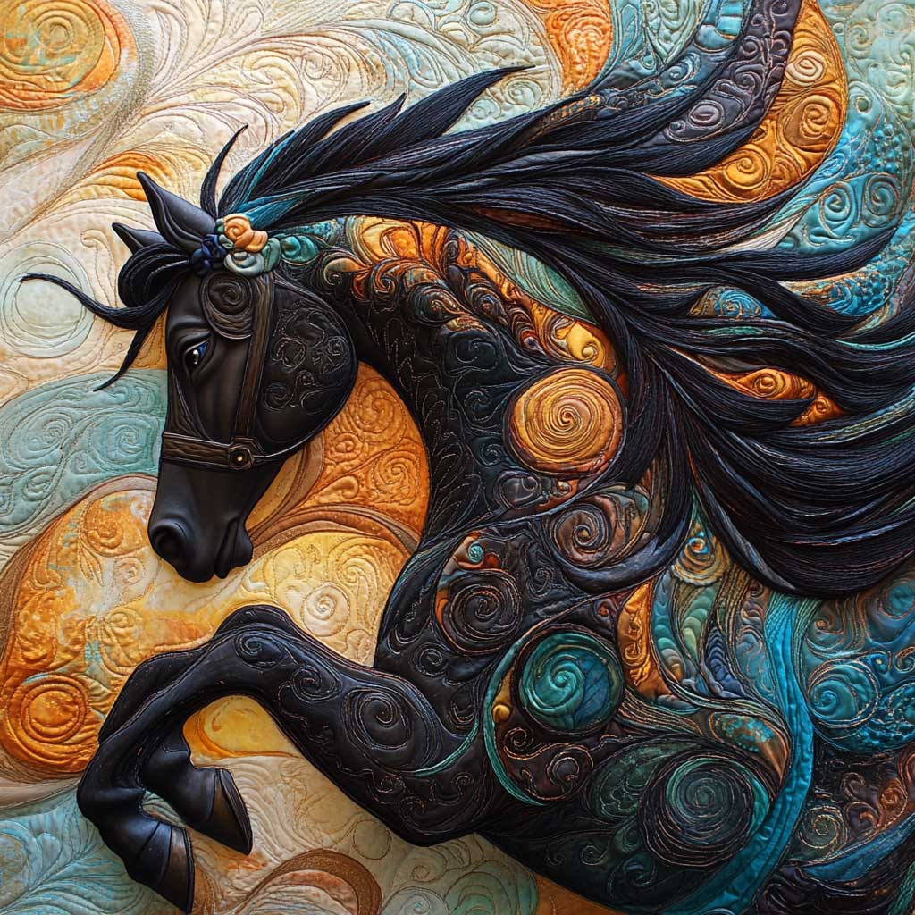 Abstract Horse XR0808033CL Quilt Blanket