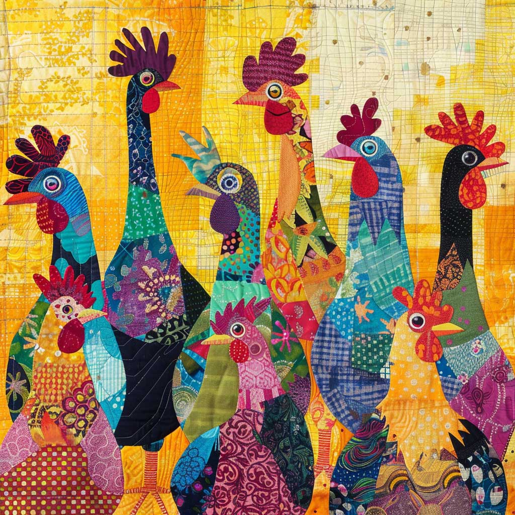 Abstract Yellow Chickens XR2407039CL Quilt Blanket