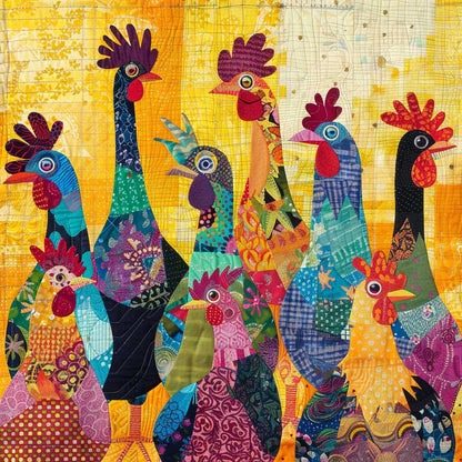 Abstract Yellow Chickens XR2407039CL Quilt Blanket