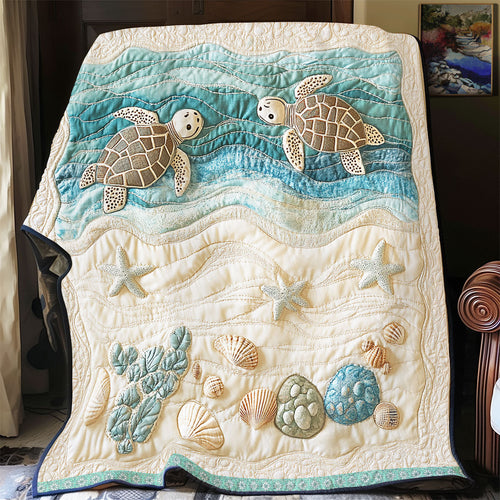 Coastal Turtle WX2412005CL Quilt Blanket