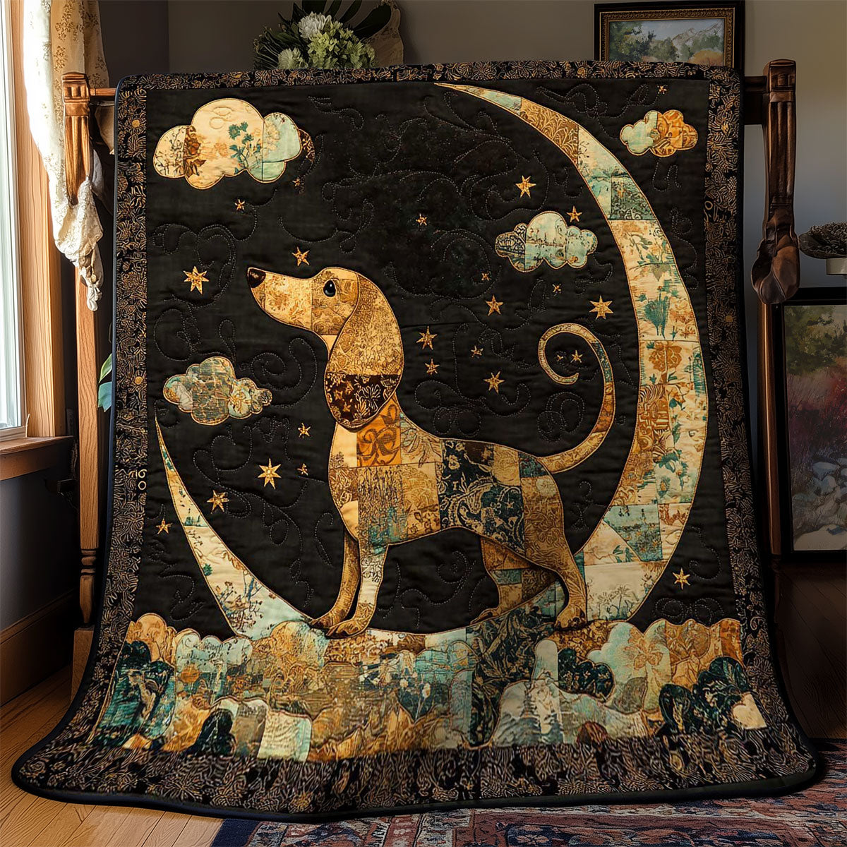 Moonlit Dachshund WN0601038CL Quilt Blanket